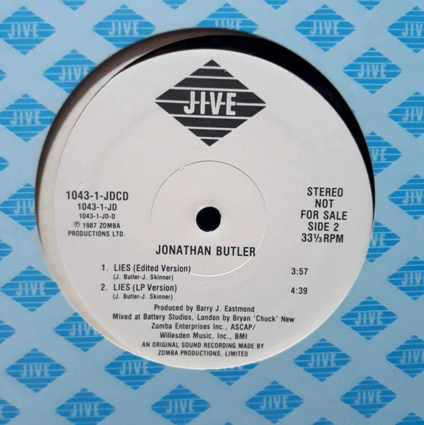 Jonathan Butler : Lies (12", Single, Promo)