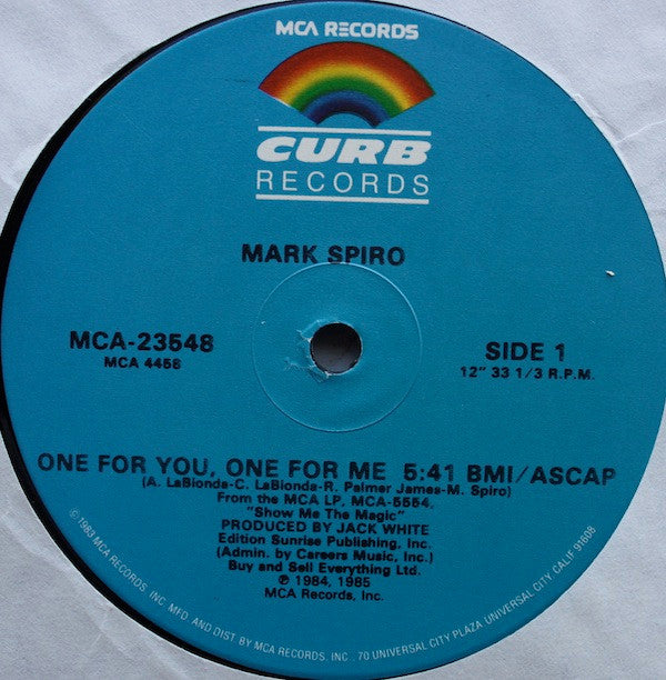 Mark Spiro : One For You, One For Me (12")