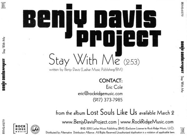Benjy Davis Project : Stay With Me (CD, Promo)