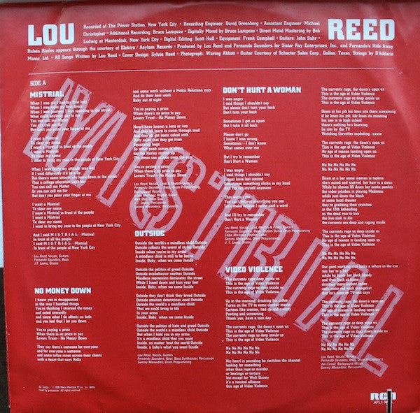 Lou Reed : Mistrial (LP, Album, Ind)