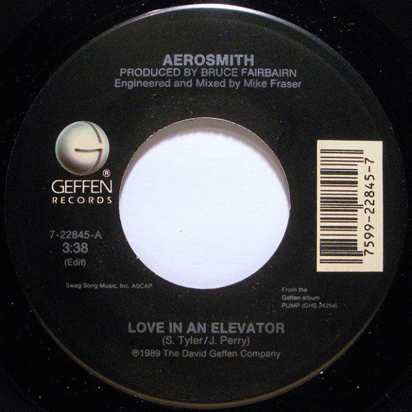 Aerosmith : Love In An Elevator (7", Single, Com)