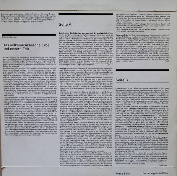 Various : Uri, Schwyz, Unterwalden, Entlebuch, Glarus (10", Mono)