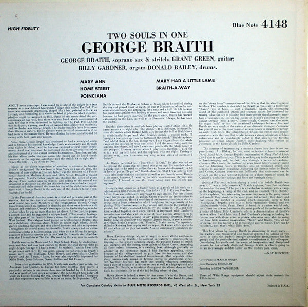 George Braith : Two Souls In One (LP, Album, Mono)