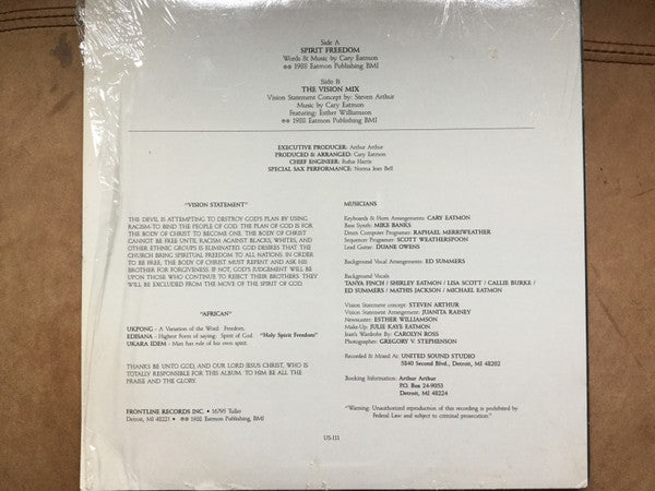 Arthur Arthur : Spirit Freedom (12", Single)