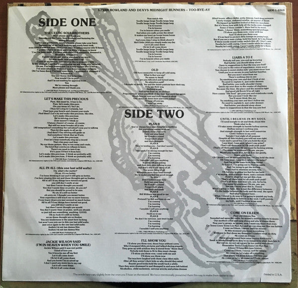 Kevin Rowland & Dexys Midnight Runners : Too-Rye-Ay (LP, Album, Club)