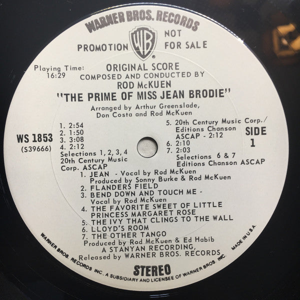 Rod McKuen : The Prime Of Miss Jean Brodie (LP, Promo)