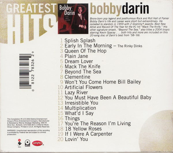 Bobby Darin : The Hit Singles Collection (CD, Comp, Mono, RP, Cin)