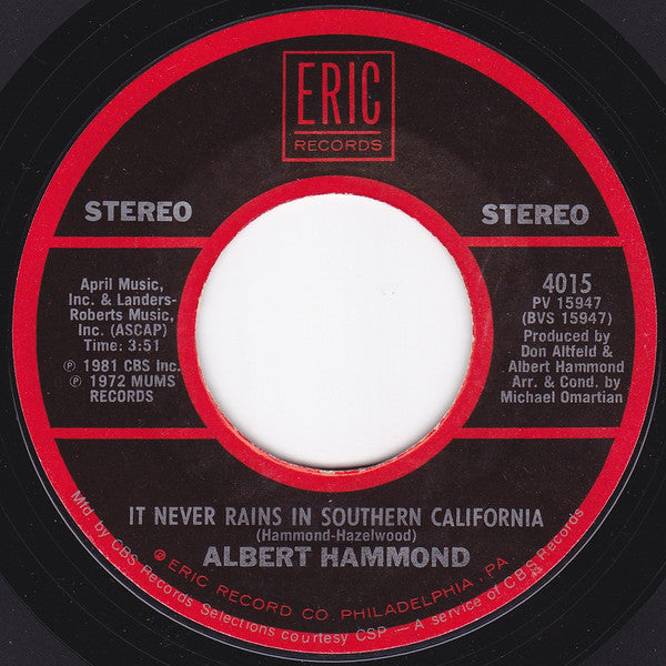 The Archies / Albert Hammond : Sugar, Sugar / It Never Rains In Southern California (7", Single, Styrene)
