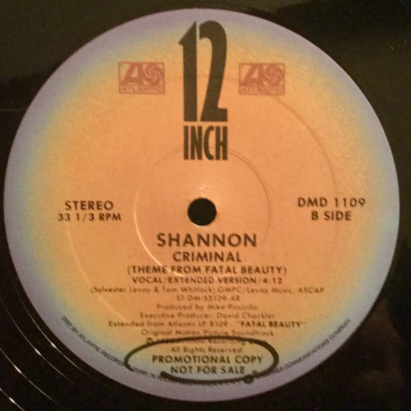 Shannon : Criminal (Theme From Fatal Beauty) (12", Promo)