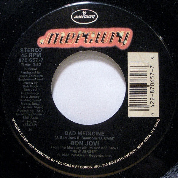 Bon Jovi : Bad Medicine (7", Single, Spe)