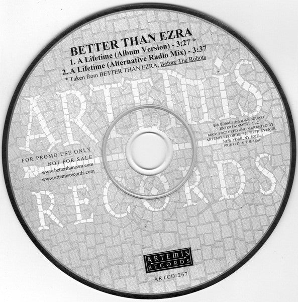 Better Than Ezra : A Lifetime (CD, Single, Promo)