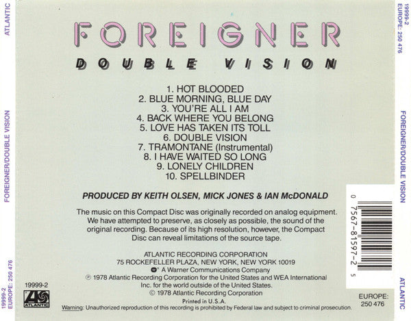 Foreigner : Double Vision (CD, Album, RE)