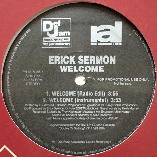 Erick Sermon : Welcome (12", Promo)
