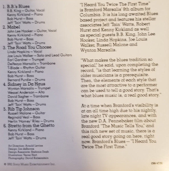 Branford Marsalis : I Heard You Twice The First Time (Special Radio Edits) (CD, EP, Promo)