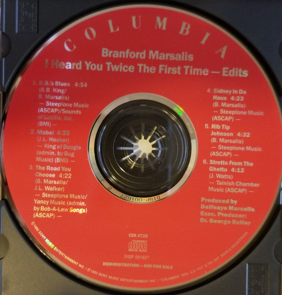 Branford Marsalis : I Heard You Twice The First Time (Special Radio Edits) (CD, EP, Promo)