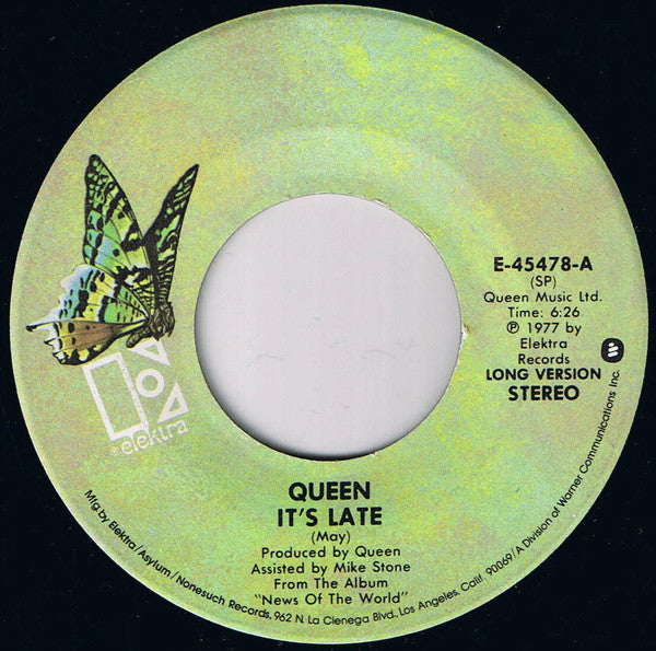 Queen : It's Late (7", Single, But)