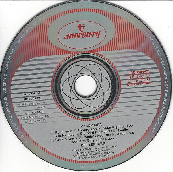 Def Leppard : Pyromania (CD, Album, Club, BMG)