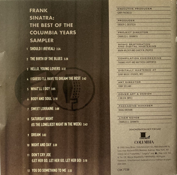 Frank Sinatra : The Best Of The Columiba Years Sampler (CD, Mono, Promo, Smplr)