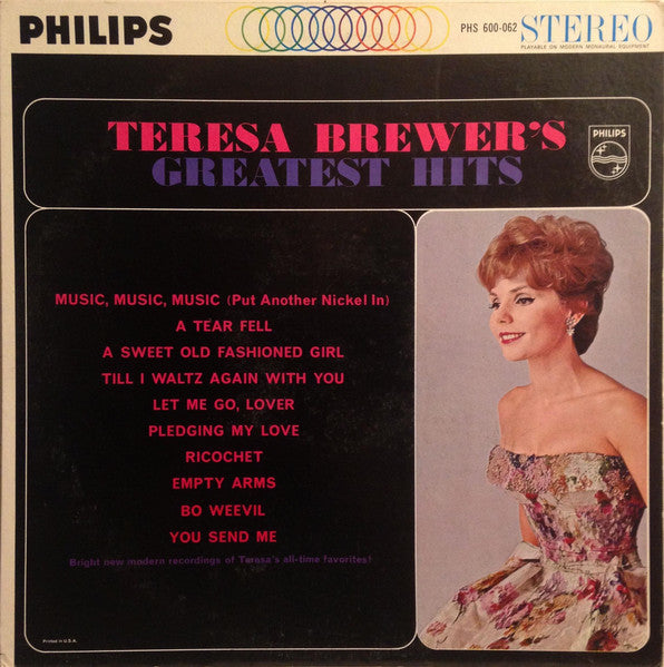 Teresa Brewer : Teresa Brewer's Greatest Hits (LP, Album, Club, RE)