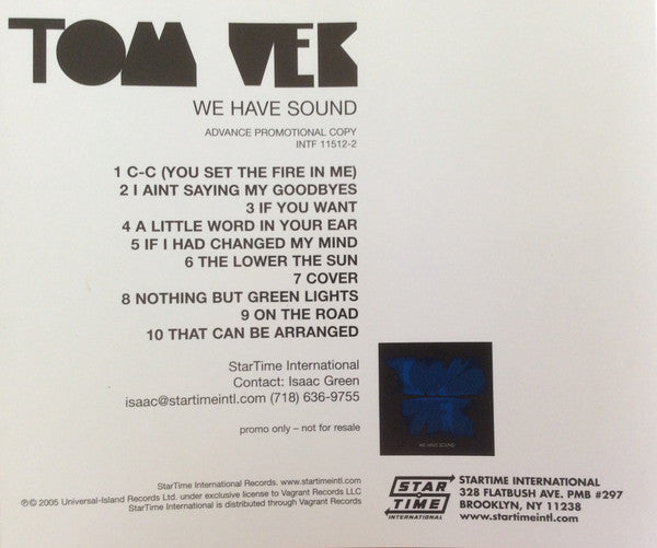 Tom Vek : We Have Sound (CD, Advance, Album, Promo)