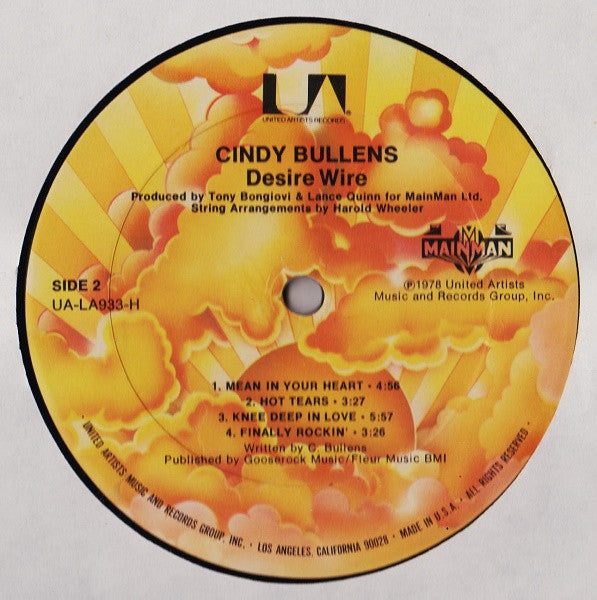 Cindy Bullens : Desire Wire (LP, Album, All)