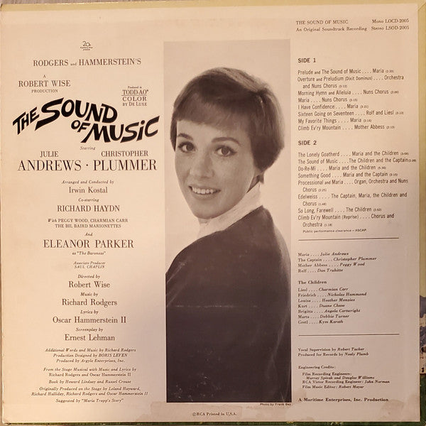 Rodgers And Hammerstein* - Julie Andrews, Christopher Plummer Conducted By Irwin Kostal : The Sound Of Music (An Original Soundtrack Recording) (LP, Album, Mono, Ind)