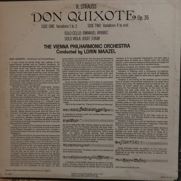 Strauss*, The Vienna Philharmonic Orchestra*, Lorin Maazel : Don Quixote (LP)