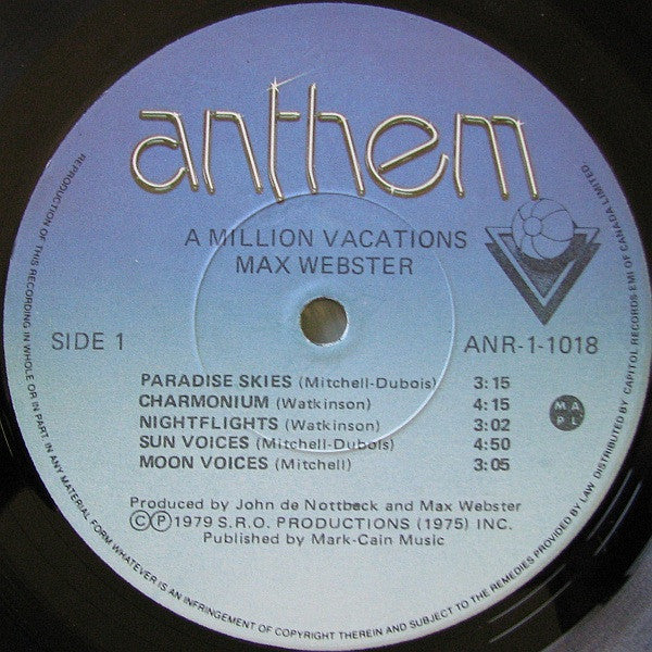 Max Webster : A Million Vacations (LP, Album)