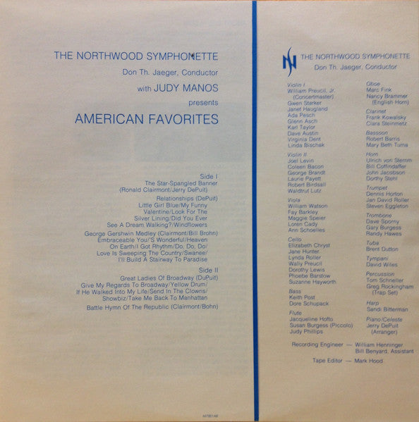 The Northwood Symphonette : American Favorites (LP, Album)