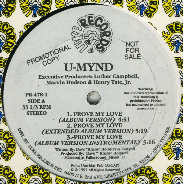 U-Mynd : Prove My Love / Do It Like That (12", Single, Promo)