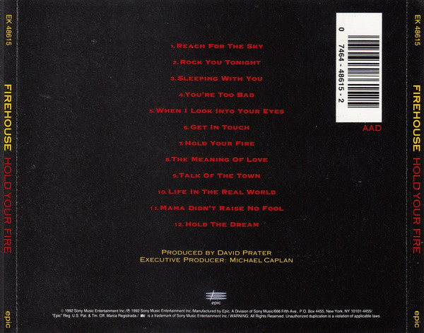FireHouse (2) : Hold Your Fire (CD, Album)
