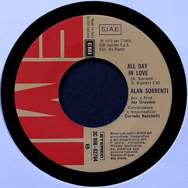 Alan Sorrenti : Tu Sei L'Unica Donna Per Me (7", Single)