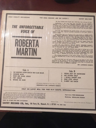 Roberta Martin : The Unforgettable Voice Of Roberta Martin (LP, Comp, Mono)