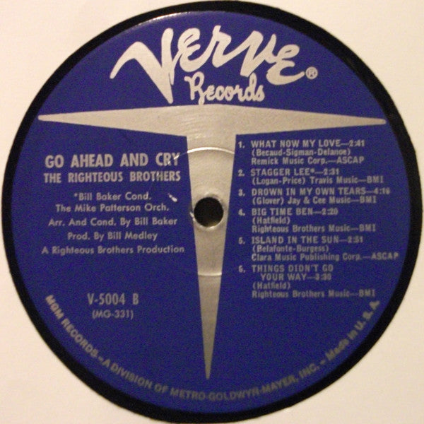 The Righteous Brothers : Go Ahead And Cry (LP, Album, Mono)