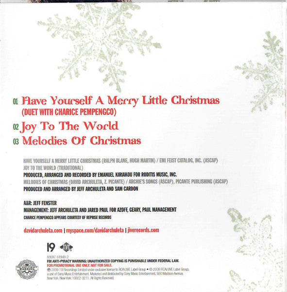 David Archuleta : Christmas From The Heart Sampler (CD, Promo, Smplr)