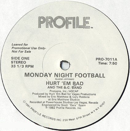 Hurt 'em Bad And The SC Band : Monday Night Football (12", Promo)