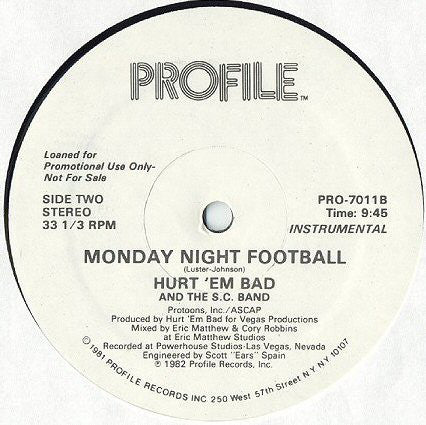Hurt 'em Bad And The SC Band : Monday Night Football (12", Promo)