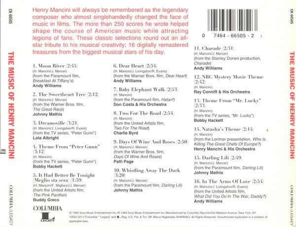 Various : The Music Of Henry Mancini (CD, Comp)