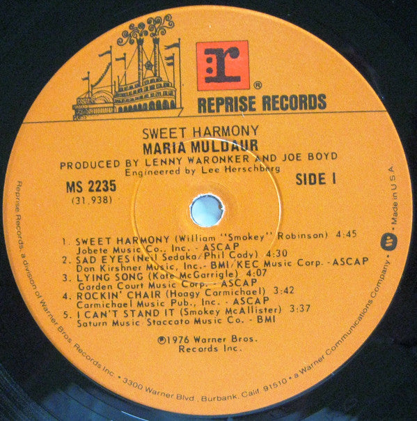 Maria Muldaur : Sweet Harmony (LP, Album, Win)