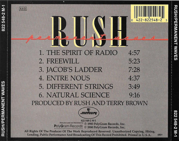 Rush : Permanent Waves (CD, Album, RE)