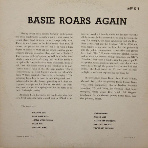 Count Basie : Basie Roars Again (LP, Album, Mono)