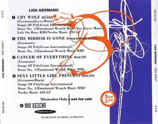 Lisa Germano : Cry Wolf (CD, Single, Promo)