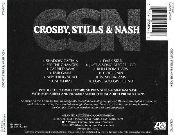 Crosby, Stills & Nash : CSN (CD, Album, RE)