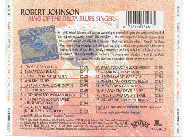 Robert Johnson : King Of The Delta Blues Singers (CD, Comp, RE, RM)