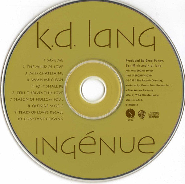 k.d. lang : Ingénue (CD, Album, RP)