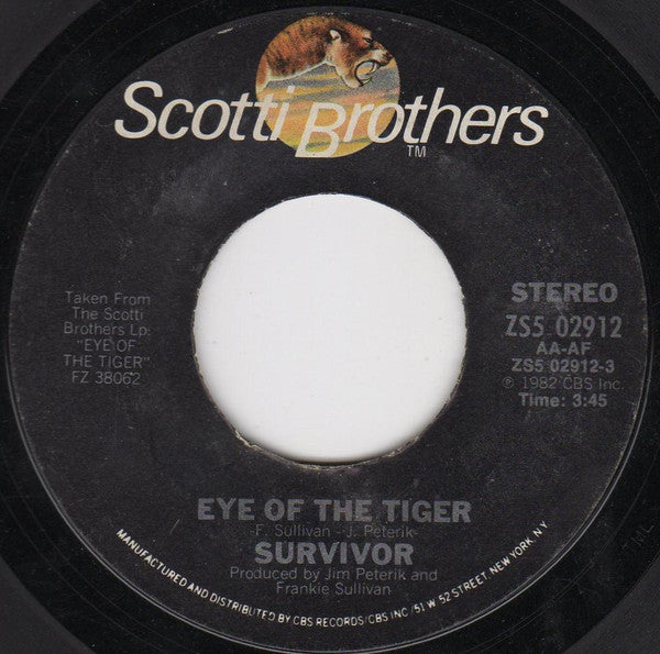 Survivor : Eye Of The Tiger (7", Single, Styrene, Ter)