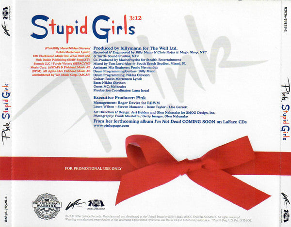 P!nk : Stupid Girls (CD, Single, Promo)