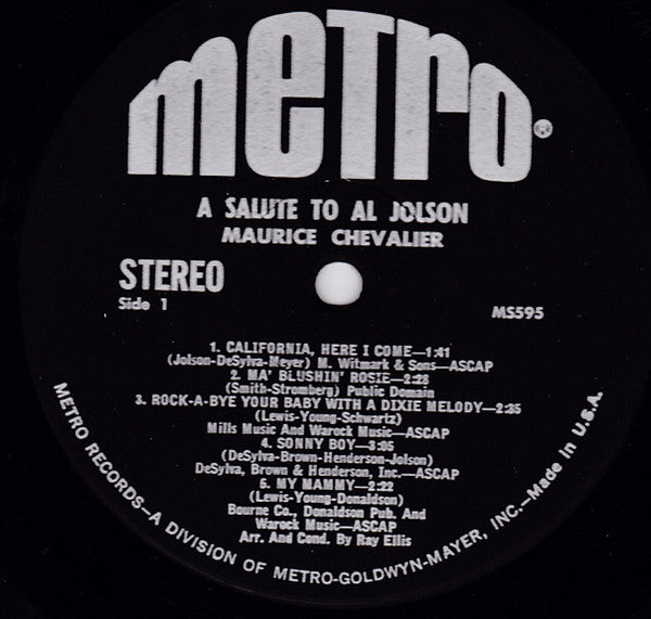 Maurice Chevalier : A Salute To Al Jolson (LP, RE)