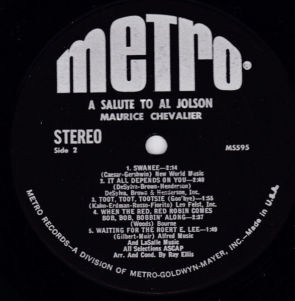 Maurice Chevalier : A Salute To Al Jolson (LP, RE)