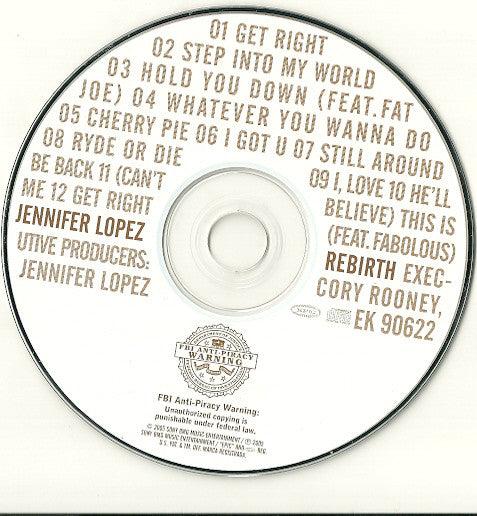 Jennifer Lopez : Rebirth (CD, Album)